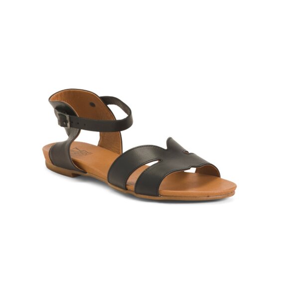 MIZ MOOZ Shoes - MIZ MOOZ Black Made In Portugal Leather Annalise Flat Sandals